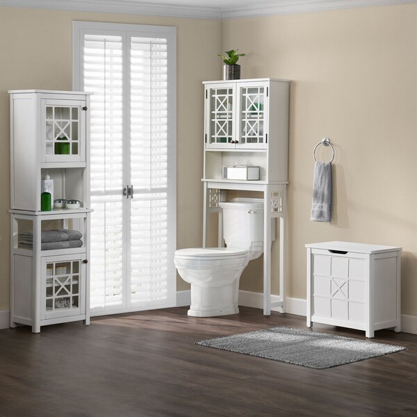 Derby 5-Pc Bathroom Storage Set W/Over Toilet Shelf,Wall-Mnted  Cabinet,Hamper,Floor Cabinet,Hutch